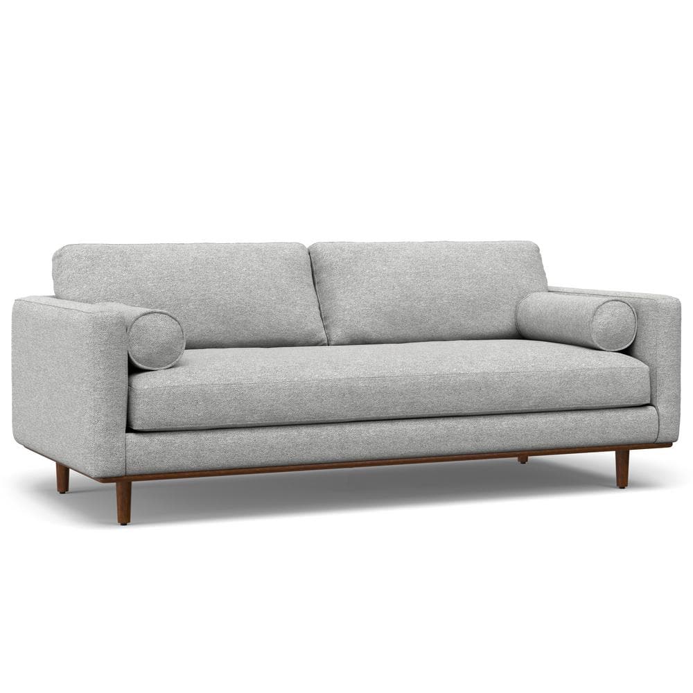 Mist Grey 89-Inch Upholstered Sofa and Ottoman Set