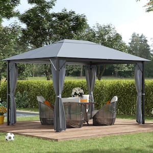 10 ft. x 13 ft. Patio Gazebo, Aluminum Frame, Outdoor Gazebo Canopy Shelter with Netting and Curtains, Garden, Lawn