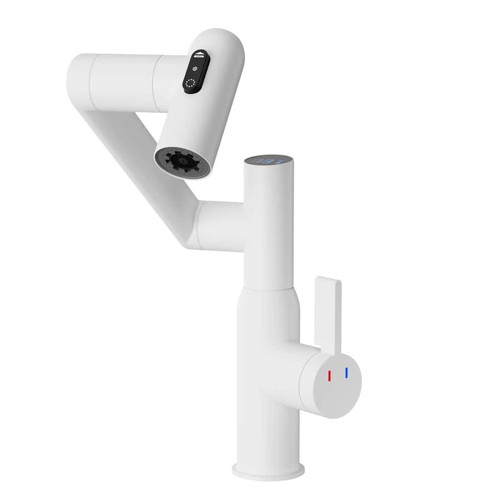 Single-Handle Bathroom Faucet with Spray Function, Temperature Display, Anti-Skid Switch, Hot/Cold & 360° Rotary, White price history on PriceWatchPro