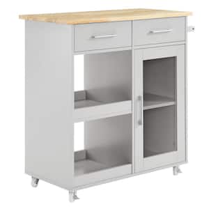 Culinary Kitchen Cart With Towel Bar in Light Gray Natural