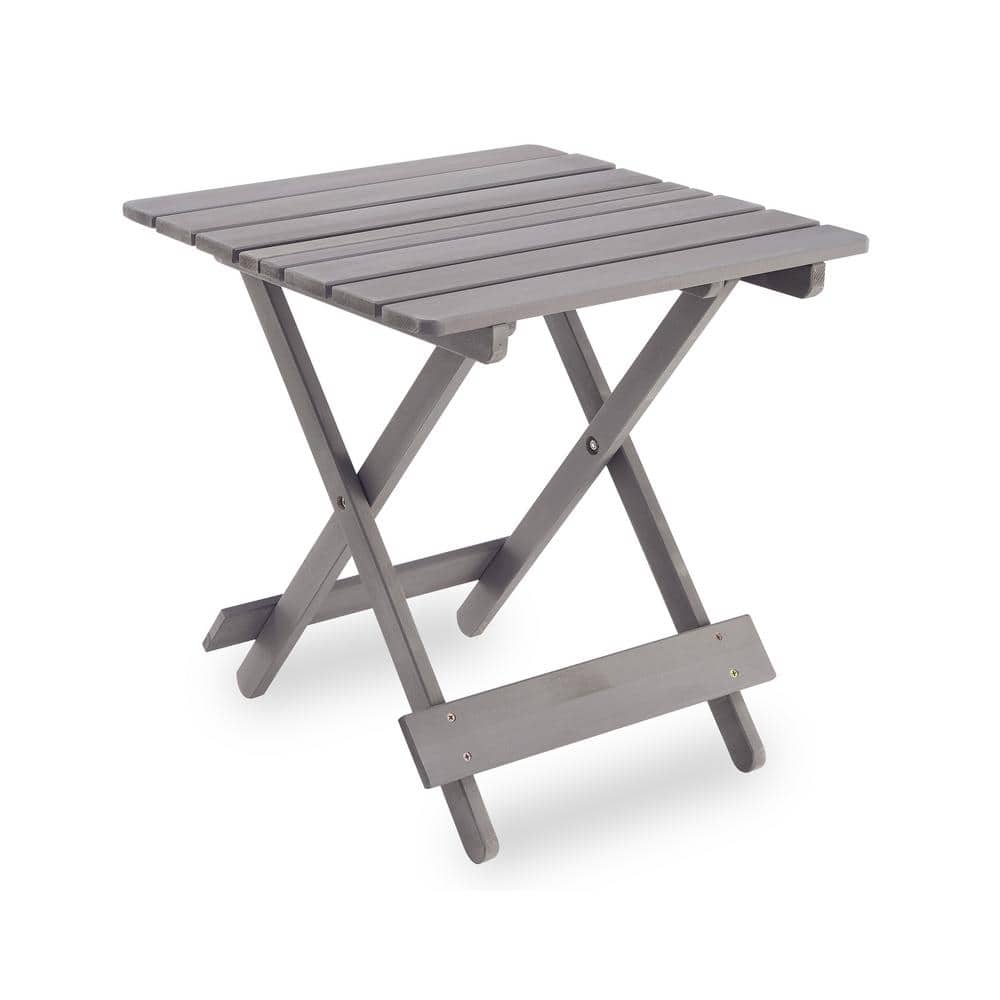 Gray Wood Outdoor Side Table Adirondack Patio Folding Table Weather Resista