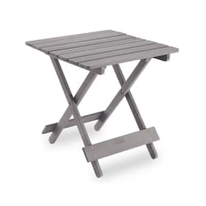 Gray Wood Outdoor Side Table Adirondack Patio Folding Table Weather Resistant Small Table End Table