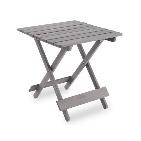BTMWAY Gray Wood Outdoor Side Table Adirondack Patio Folding Table Weather Resistant Small Table End Table