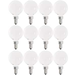 40-Watt Equivalent G16.5 Dimmable Filament CEC White Globe E12 Candelabra LED Light Bulb, Soft White 2700K(12-Pack)