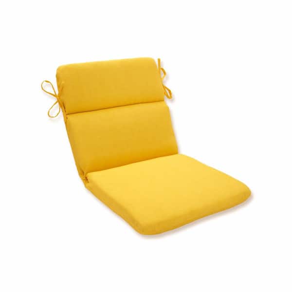 Pillow Perfect Solid Outdoor/Indoor 21 in W x 3 in H Deep Seat, 1-Piece Chair Cushion with Round Corners in Yellow Fresco