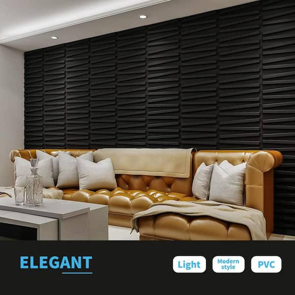 Art3d® Decorative 3D Wall Panels PVC Diamond Design Black Silver Wall Pack  of 12 Tiles Cover 25 Sq Ft. 