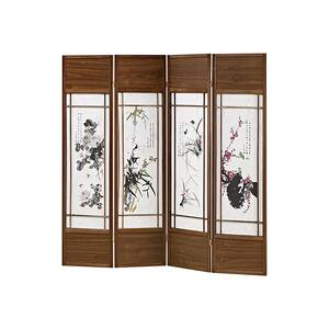 Venetian Worldwide 68 in. Wide Black 4-Panel Floral Design Room Divider ...