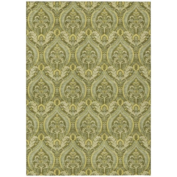 HomeRoots Green 3 ft. x 5 ft. Woven Trellis Rectangle Indoor/Outdoor Area Rug