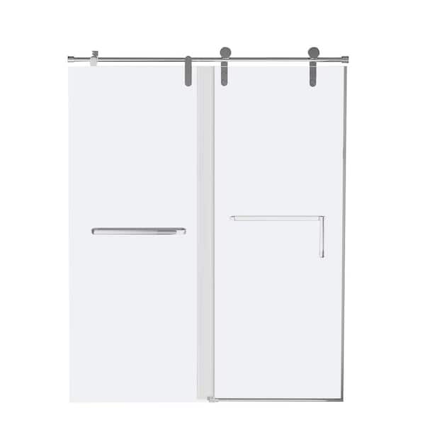 TCYO 48 in. W x 76 in. H Sliding Frameless Shower Door in Chrome Finish with Clear Glass
