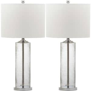 Grant 29 in. Clear Textured Table Lamp with White Shade (Set of 2)