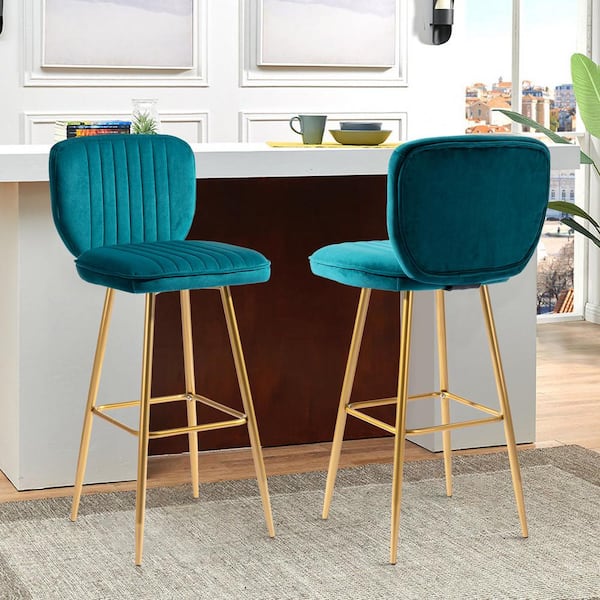Homefun 40 55 In Teal High Back Metal, Teal Leather Bar Stools With Backs