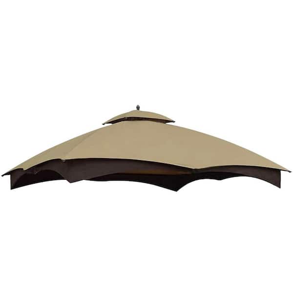 Unbranded 10 ft. x 12 ft. Patio Double Gazebo Roof, Gazebo Cover with Vents, Replacement Top Only (Beige)