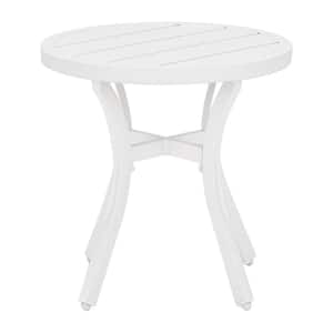 Mix and Match 18 in. White Round Metal Outdoor Patio Accent Table