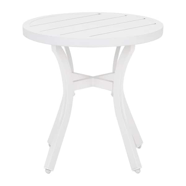 StyleWell Mix and Match 18 in. White Round Metal Outdoor Patio Accent Table