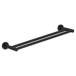 Dia 18 in. Wall-Mounted Double Towel Bar in Matte Black