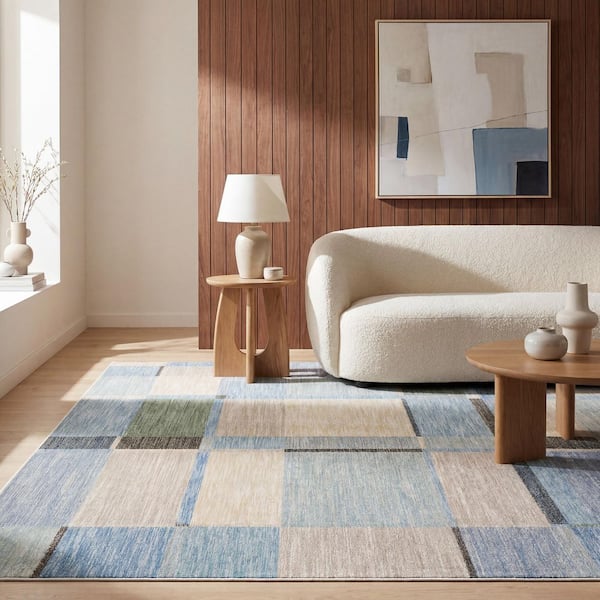 Vela Light Blue 2 ft. x 7 ft. Modern Indoor Area Rug