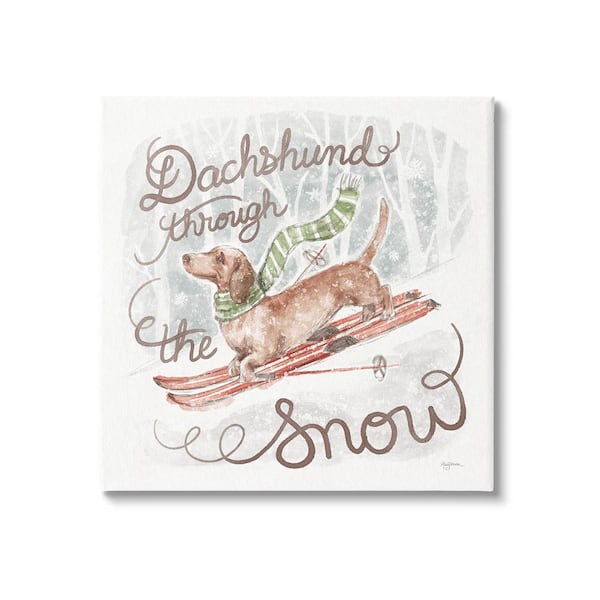 Stupell Industries Dachshund Through Snow by Mary Urban 1-Piece Unframed Graphic Print Animal Poster Art Print 30 in. x 30 in.