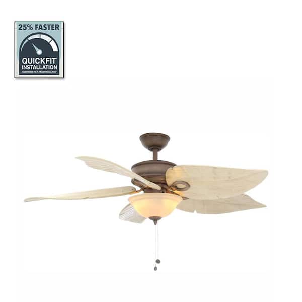 Hampton Bay Costa Mesa 56 in. LED Indoor/Outdoor Weathered Zinc Ceiling Fan with Light Kit