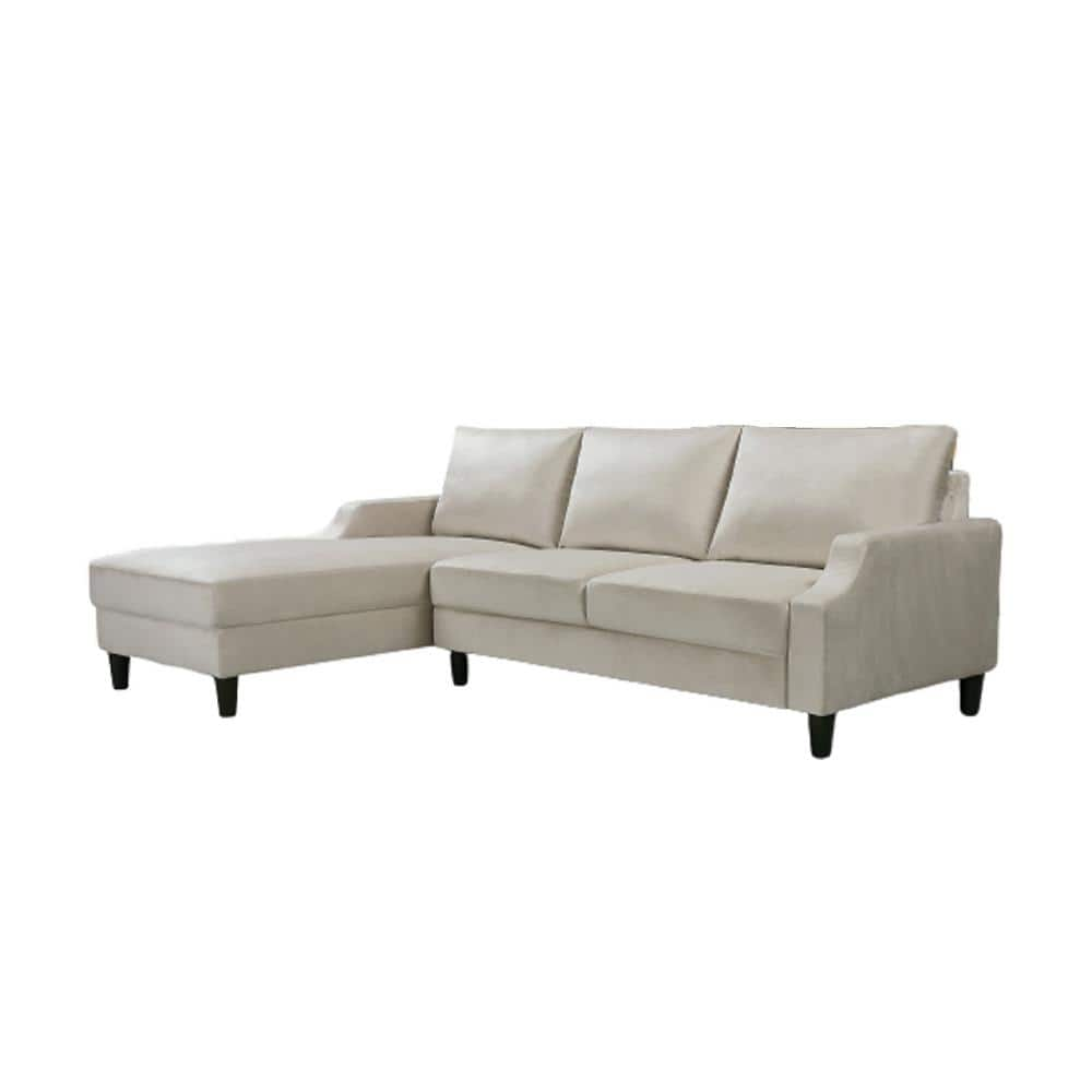 US Pride Furniture Sophia 2 Piece Ivory Velvet 3 Seats Left Facing ...