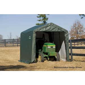 11 ft. W x 16 ft. D x 10 ft. H Steel and Polyethylene Garage without Floor in Green with Patented Stabilizers
