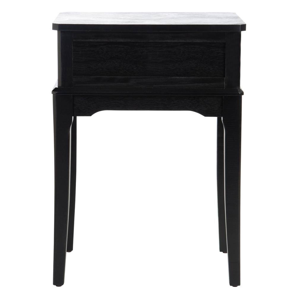 Opal French Black Wood Storage Accent Table with Scalloped Apron