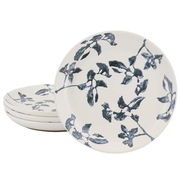 BEE & WILLOW Home Milbrook 4-Piece 7 in. Appetizer Plate Set in White Floral