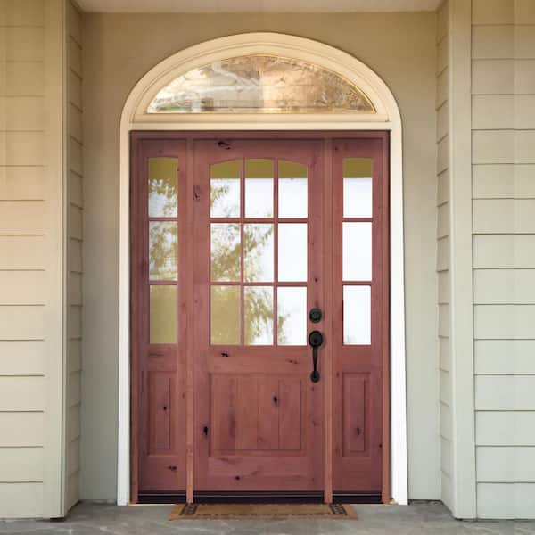 Krosswood Doors 44 in. x 96 in. Mediterranean Alder Sq Clear Low-E  Unfinished Wood Right-Hand Prehung Front Door with Left Half Sidelite  PHED.KA.300V.26.80.134.RH-M1-1.1LSL - The Home Depot