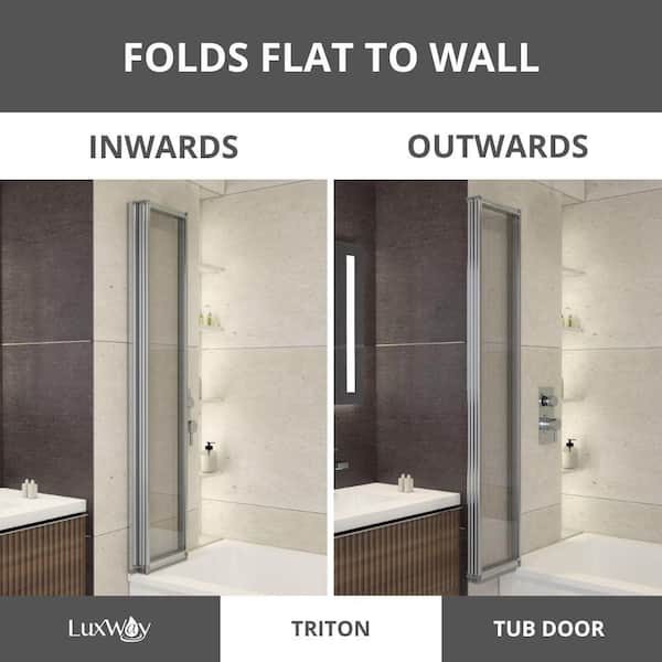 Triton 44 in. W x 55 in. H Bi-Fold Framed Bath Screen Tub Door in Chrome with Clear Glass