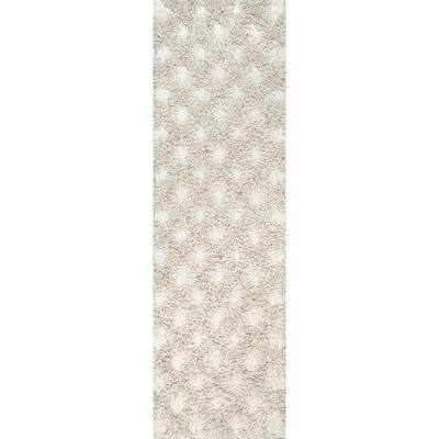 Francene Moroccan Trellis Shag Ivory 3 ft. x 6 ft. Runner Rug
