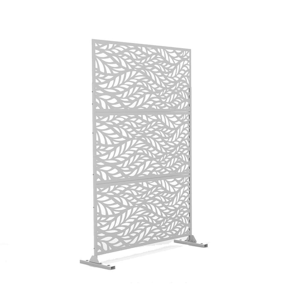 Flowleaf Pattern-White 76 in. H x 47.2 in. L x 76 in. W Laser Cut Metal ...