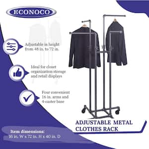 Adjustable Gray Steel Clothes Rack 16 in. W x 72 in. H