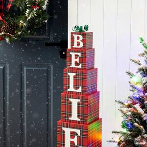 42.13 in. H Wooden Double-Sided BELIEVE Porch Decor