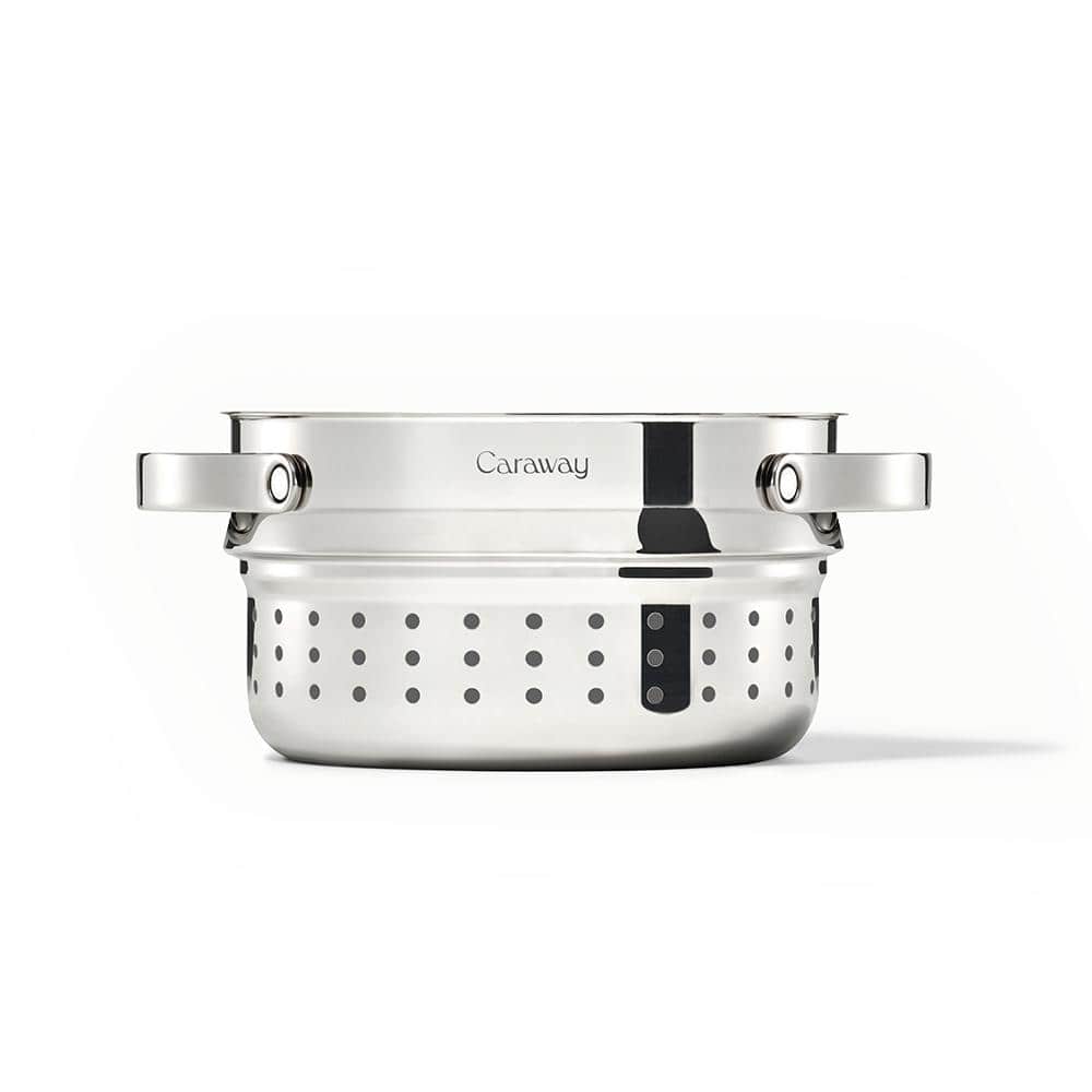 Caraway Silver Nonstick Stainless Steel Steamer with Handles