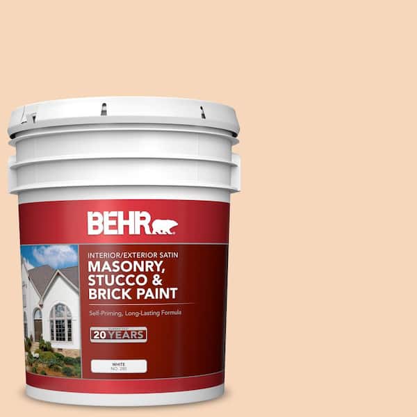 BEHR 5 gal. #PPU4-11 Porcelain Peach Satin Interior/Exterior Masonry, Stucco and Brick Paint