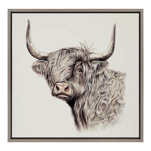 "Sylvie Highland Cow" by Ron Dunn 1-Piece Framed Canvas Animals Art Print 22.00 in. x 22.00 in.