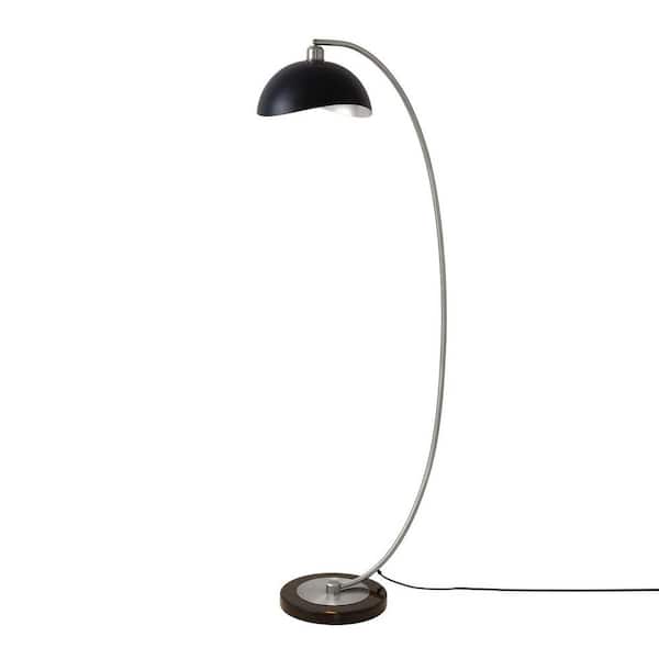 Luna Bella 60in. Matte Black 1-Light Dimmable Arc Floor Lamp for Living Room with Steel Dome Shade