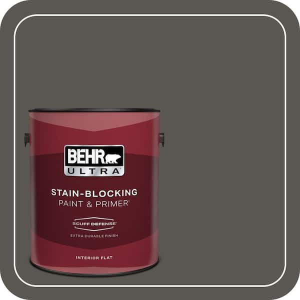 BEHR ULTRA 1 gal. #BXC-17 Dominant Gray Extra Durable Flat Interior Paint & Primer