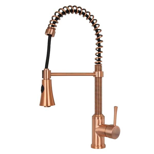 Akicon Single-Handle Pull-Down Sprayer Kitchen Faucet with Hi-Arc 360° Swivel Spout in Copper
