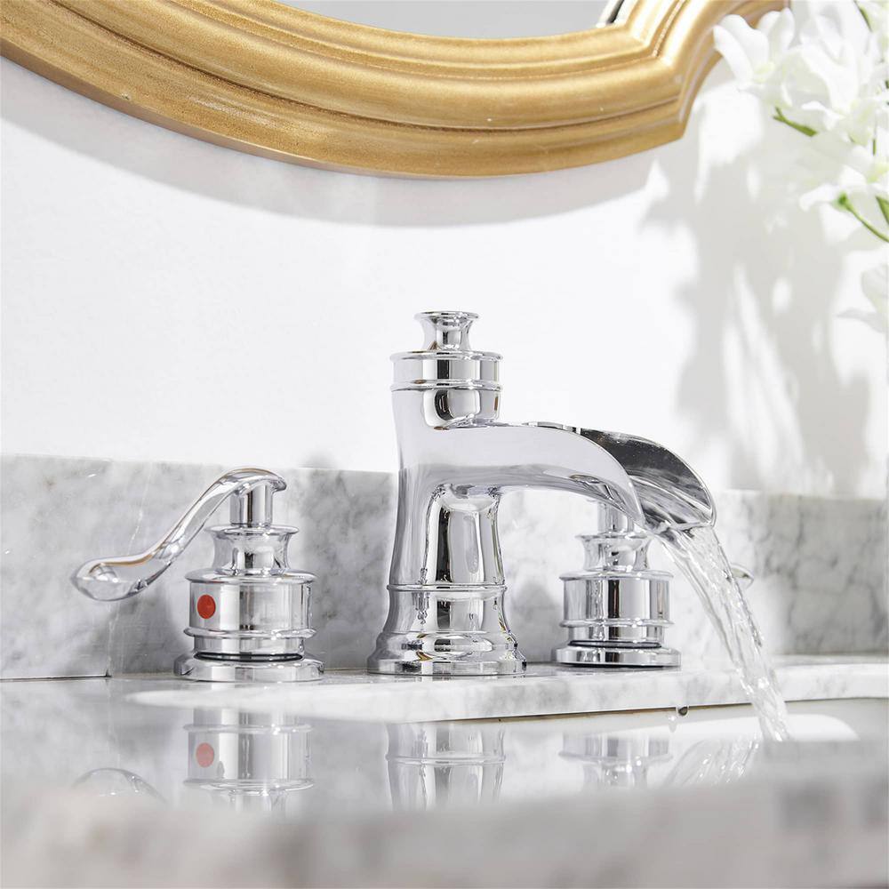 Polished Chrome 8-Inch Double Handle Waterfall Bathroom Faucet