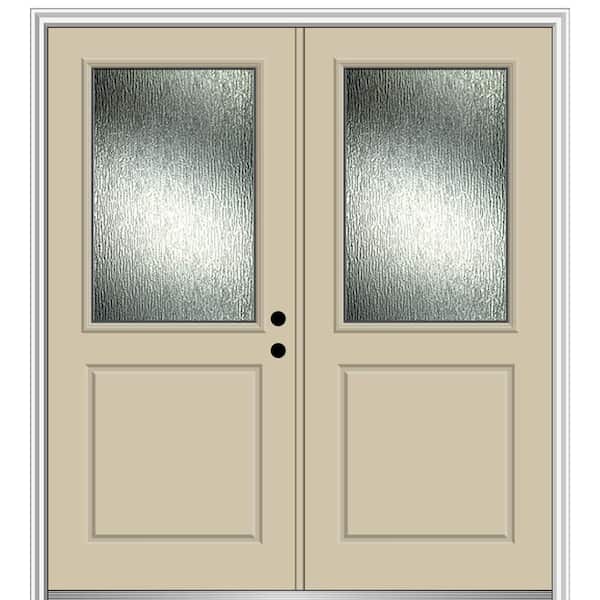 MMI Door 72 in. x 80 in. Left-Hand/Inswing Rain Glass Wicker Fiberglass Prehung Front Door on 4-9/16 in. Frame