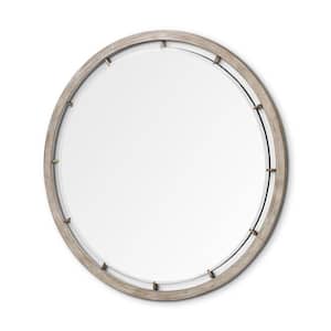 Large Round Brown Casual Mirror (53.9 in. H x 53.9 in. W)