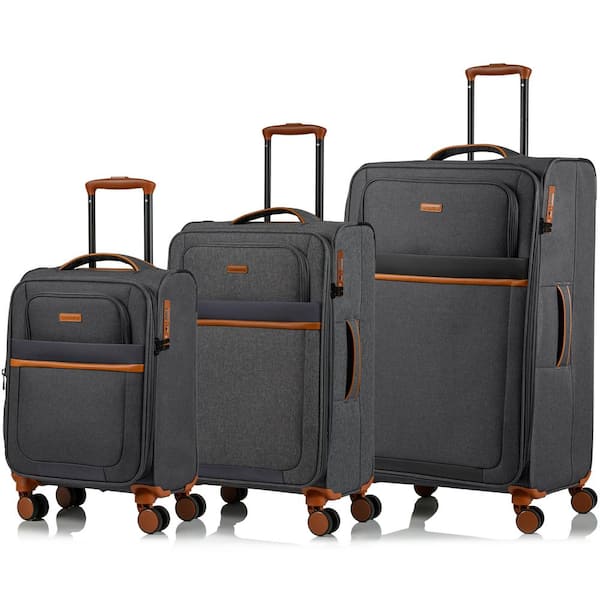 CHAMPS Classic II 28 in.,24 in., 20 in. Grey Softside Luggage Set with Spinner Wheels (3-Piece)