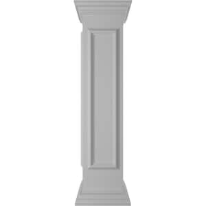 Corner 48 in. x 10 in. White Box Newel Post with Panel, Flat Capital and Base Trim (Installation Kit Included)