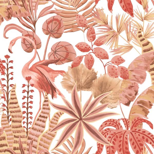 Pink Sunset Flamingo Daydream Vinyl Peel and Stick Wallpaper Roll (Covers 28 sq. ft.)