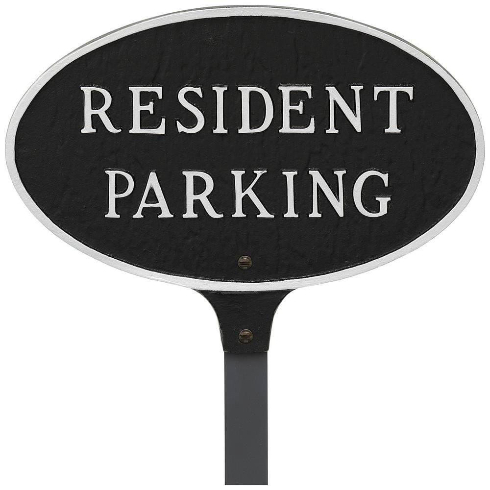 8.5 in. x 13 in. Standard Oval Resident Parking Statement Plaque Sign with 23 in. Lawn Stake - Black/Silver price history on PriceWatchPro