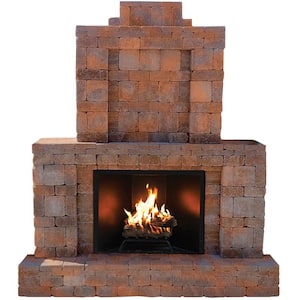RumbleStone 84 in. x 38.5 in. x 94.5 in. Outdoor Stone Fireplace in Sierra Blend