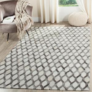 Studio Leather Ivory Grey 3 ft. x 5 ft. Abstract Geometric Area Rug