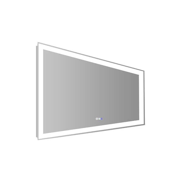 ES-DIY 60 in. W x 36 in. H Frameless Rectangular Anti-Fog LED Light Wall Bathroom Vanity Mirror in Silver