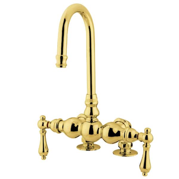 Kingston Brass Lever 2-Handle Claw Foot Tub Faucet in Polished Brass