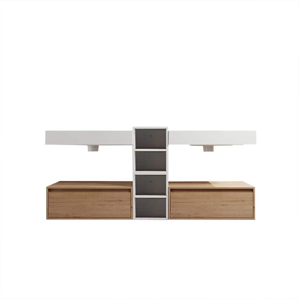 Jacques 72 in. W x 18.1 in. D x 15.8 in. H Floating Bath Vanity in Imitative Oak with White Resin Vanity Top price history on PriceWatchPro